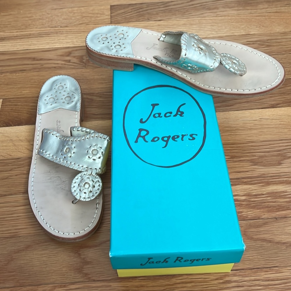 Jack Rogers Navajo metallic Hamptons flat sandal